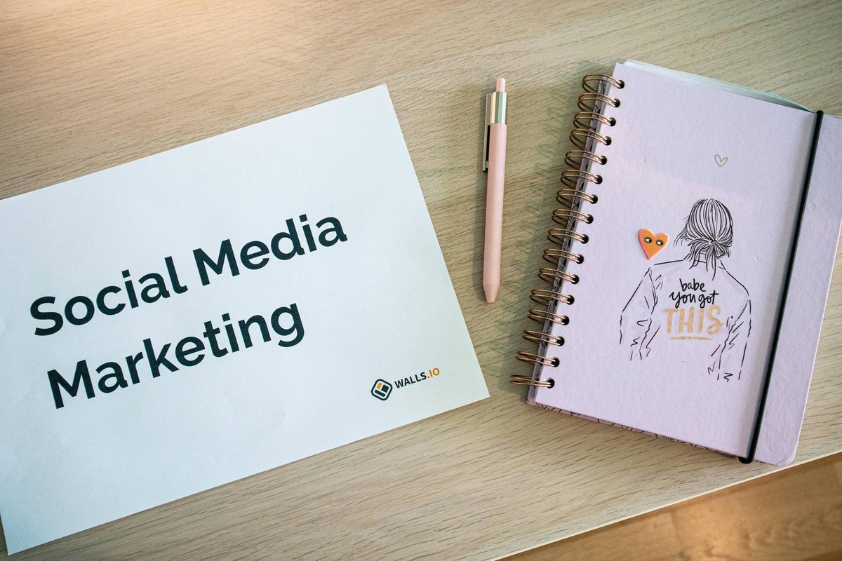 Social media marketing planning flat-lay